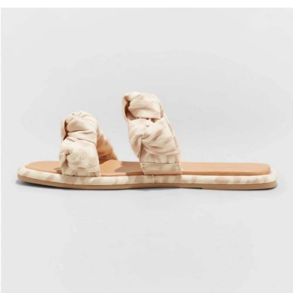 NWOT Universal Thread Meg Knotted Slide Sandals Almond Brown Women’s Size 6 - Picture 4 of 9